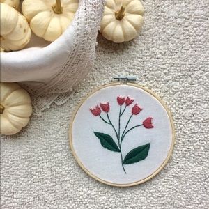 Hand embroidered floral wall art